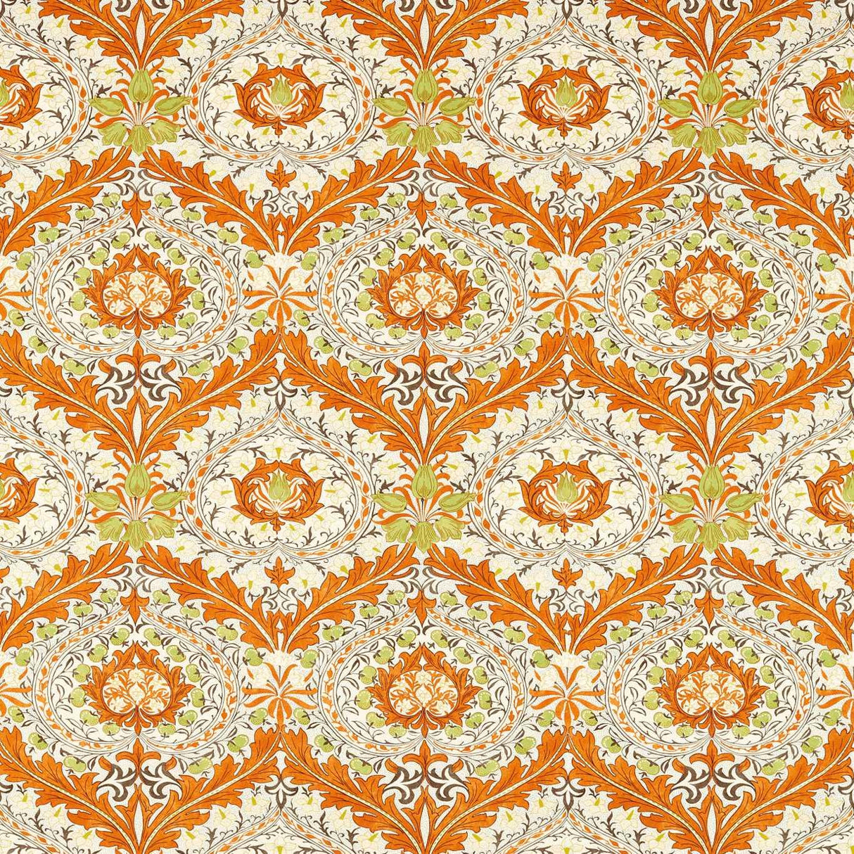 Morris & Co Merton Burnt Orange/Chartreuse Fabric