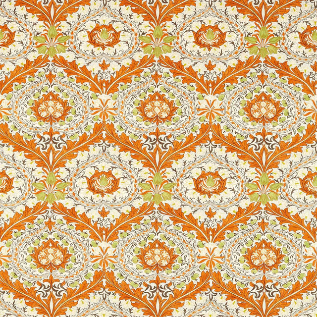 Morris & Co Merton Burnt Orange/Chartreuse Fabric