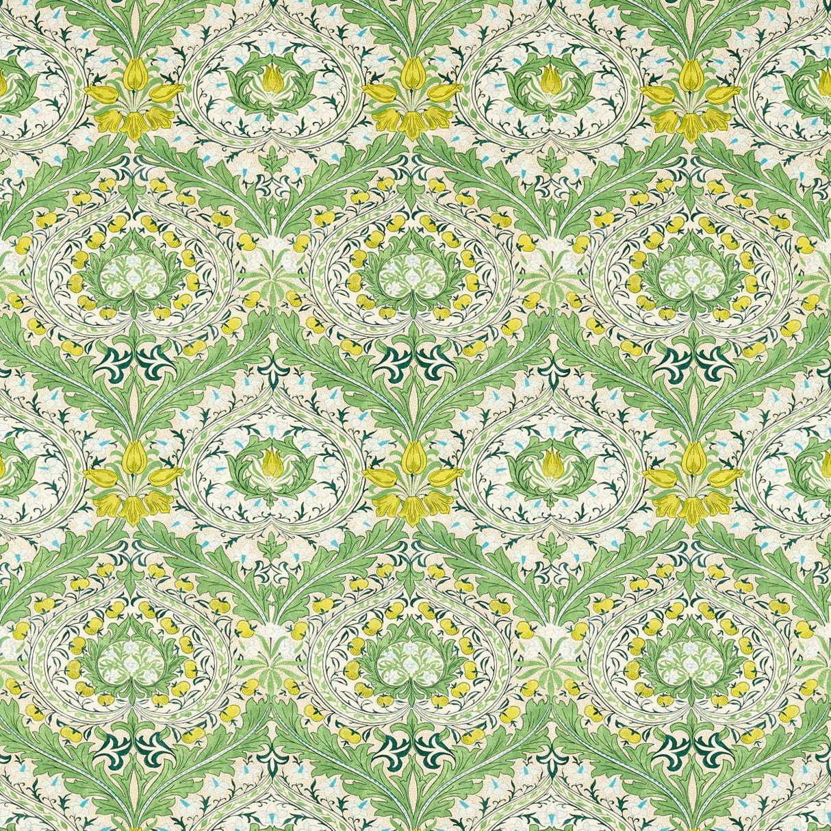 Morris & Co Merton Leaf Green/Sky Fabric
