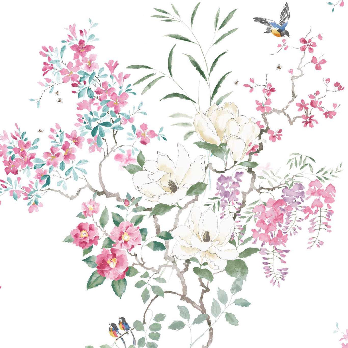 Sanderson Magnolia & Blossom Panel B Blossom/Leaf Wallpaper