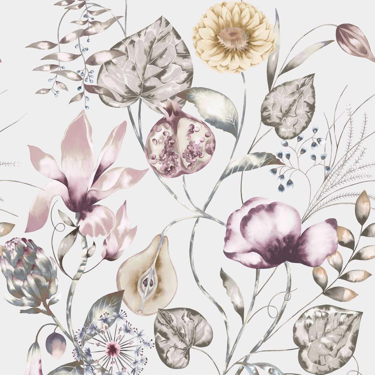 Harlequin Quitessence Ochre/Olive/Heather Wallpaper