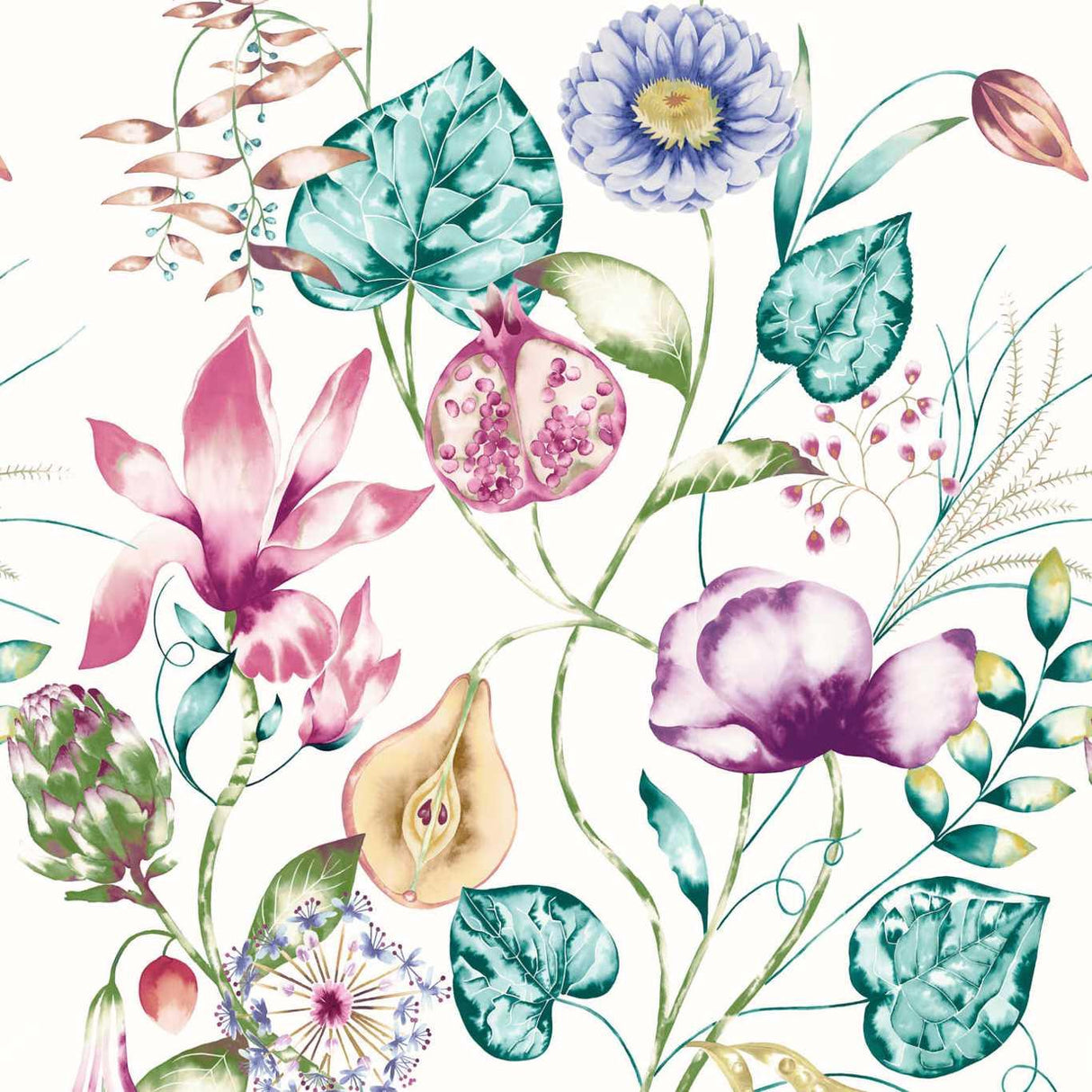 Harlequin Quitessence Lagoon/Cerise Wallpaper