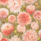 Harlequin Dahlia Coral/Fig Leaf/Gilver Wallpaper