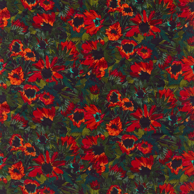 Harlequin Helianthus Vermillion/Harissa/Fig Leaf Fabric
