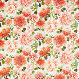 Harlequin Dahlia Coral/Fig Leaf/Sky Fabric