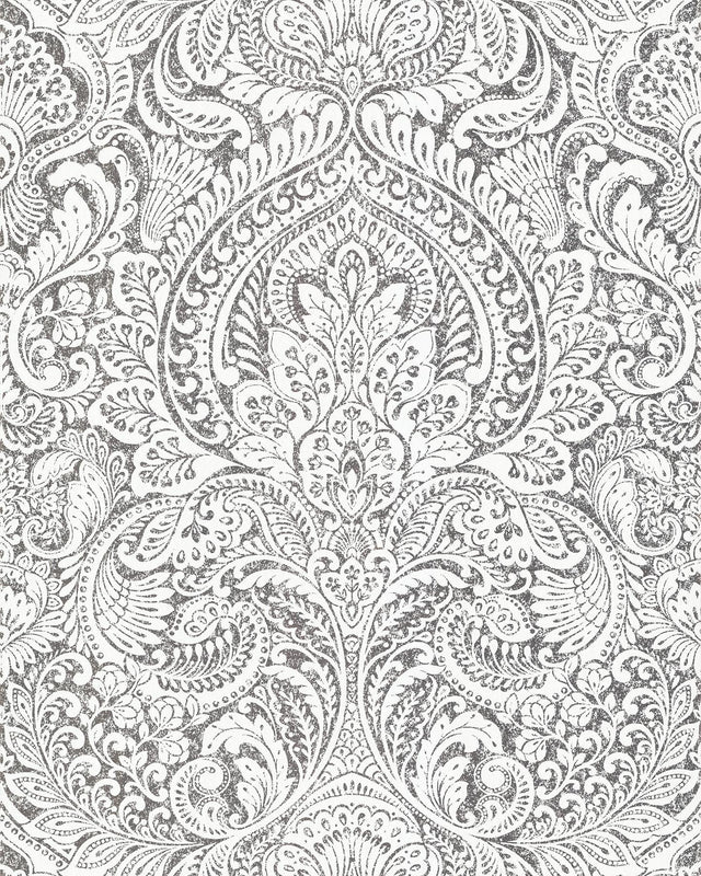 A-Street Prints Artemis Platinum Damask Wallpaper