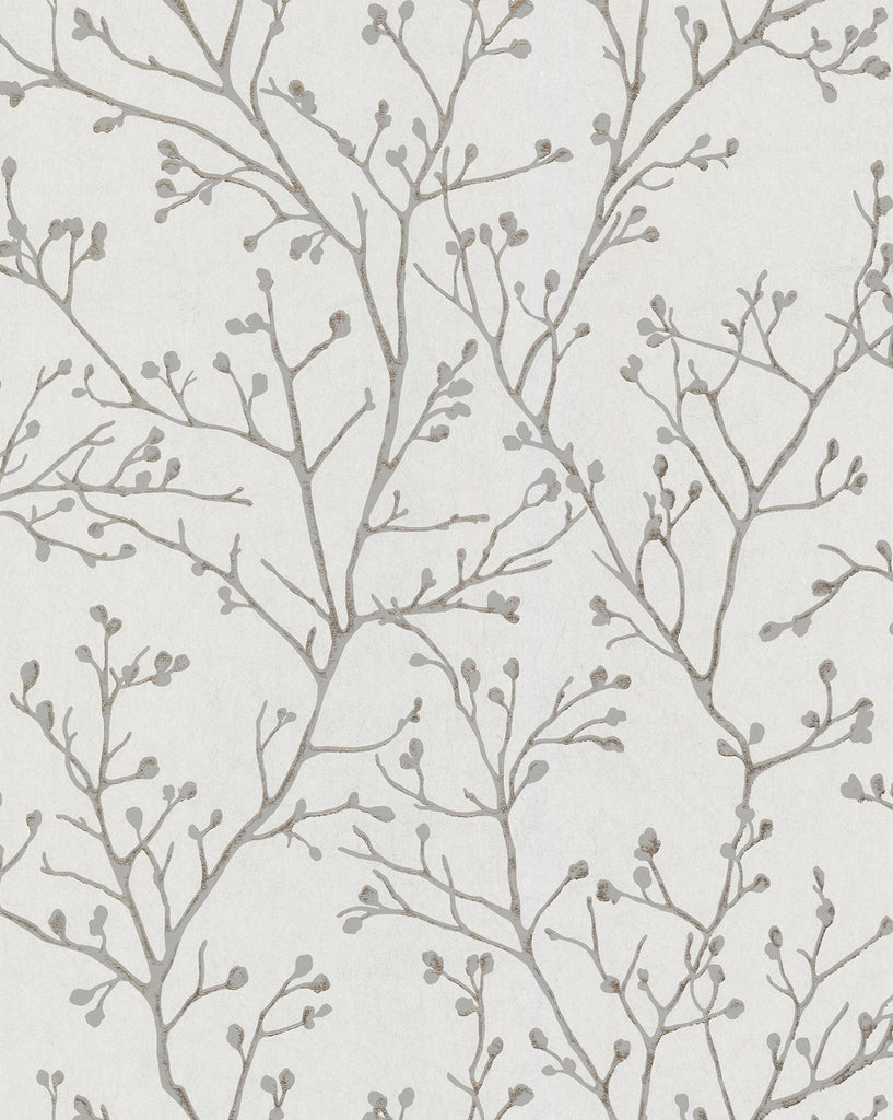 A-Street Prints Koura Branches Silver Wallpaper
