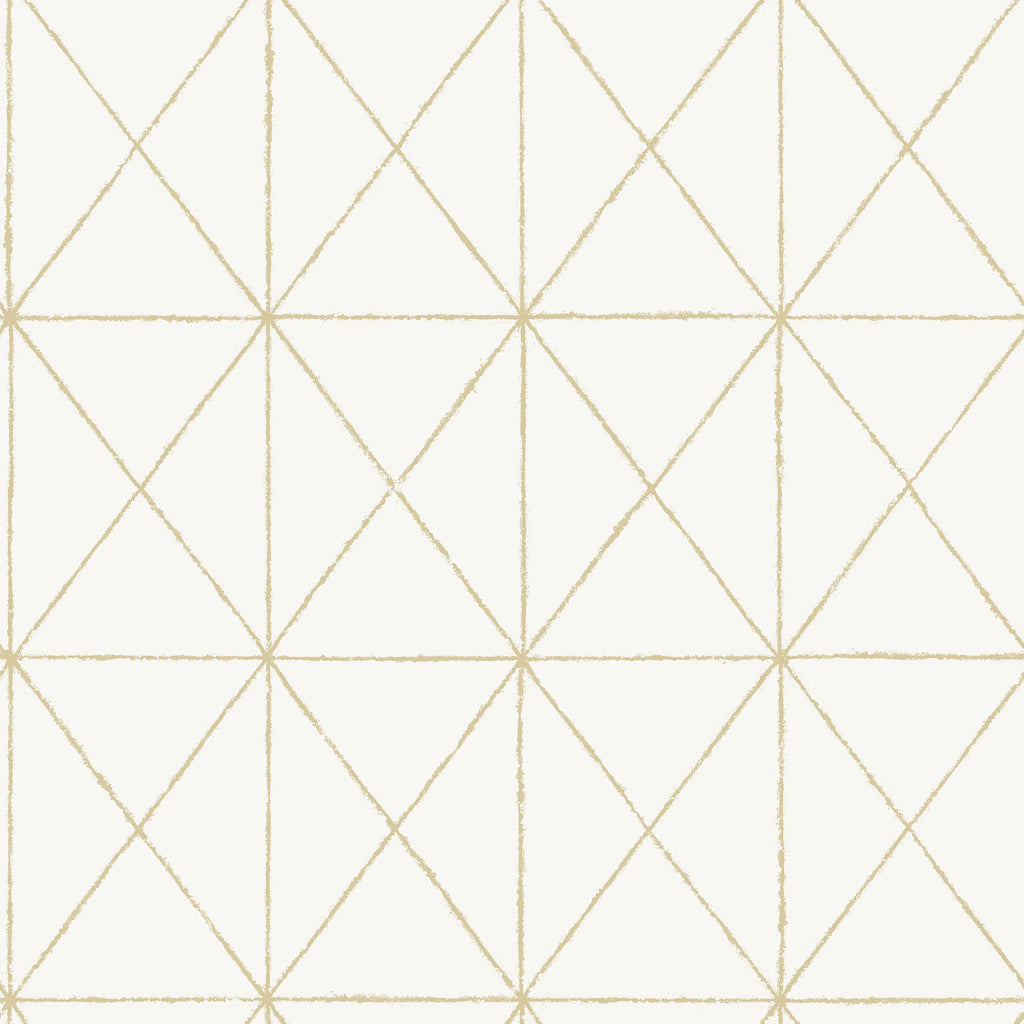 Brewster Home Fashions Get In Line Peel & Stick White & Gold Wallpaper