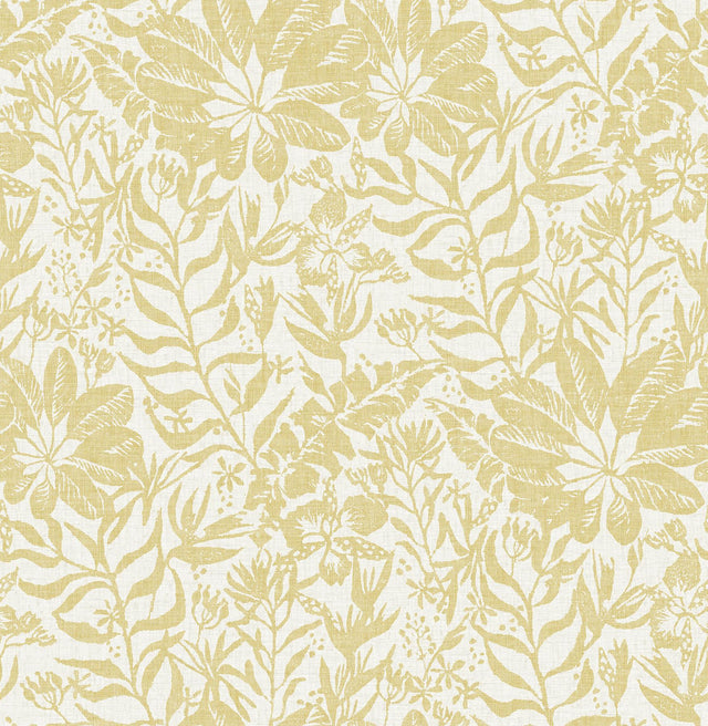 Brewster Home Fashions Yellow Foliole Peel & Stick Wallpaper