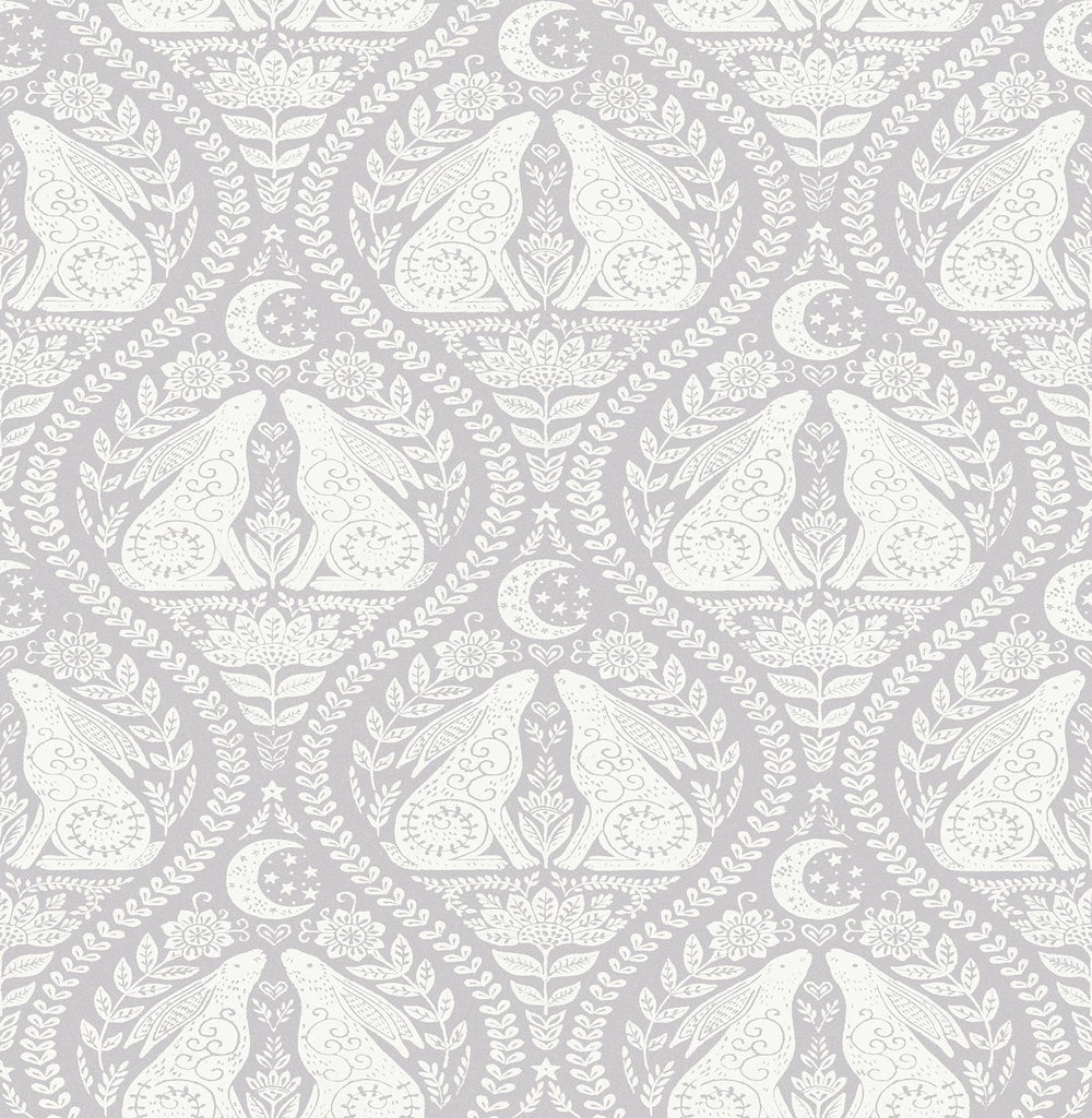 Brewster Home Fashions Grey Moon Rabbit Peel & Stick Wallpaper