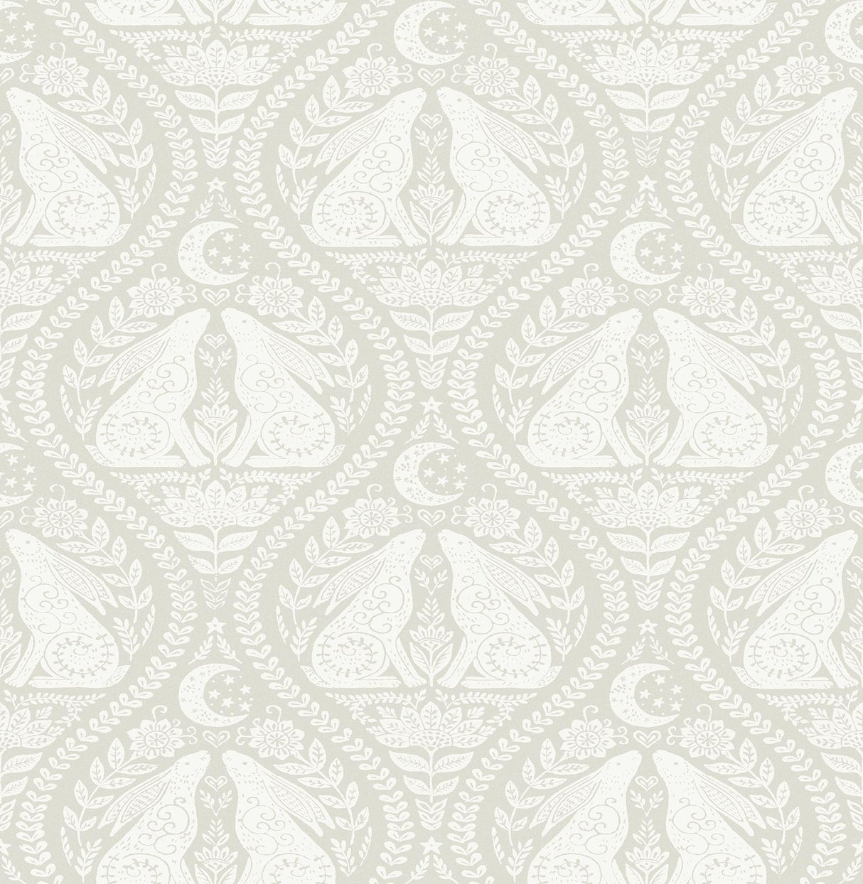 Brewster Home Fashions Cream Moon Rabbit Peel & Stick Wallpaper