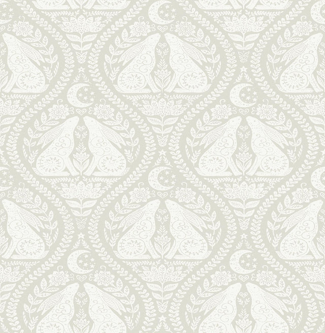 Brewster Home Fashions Cream Moon Rabbit Peel & Stick Wallpaper