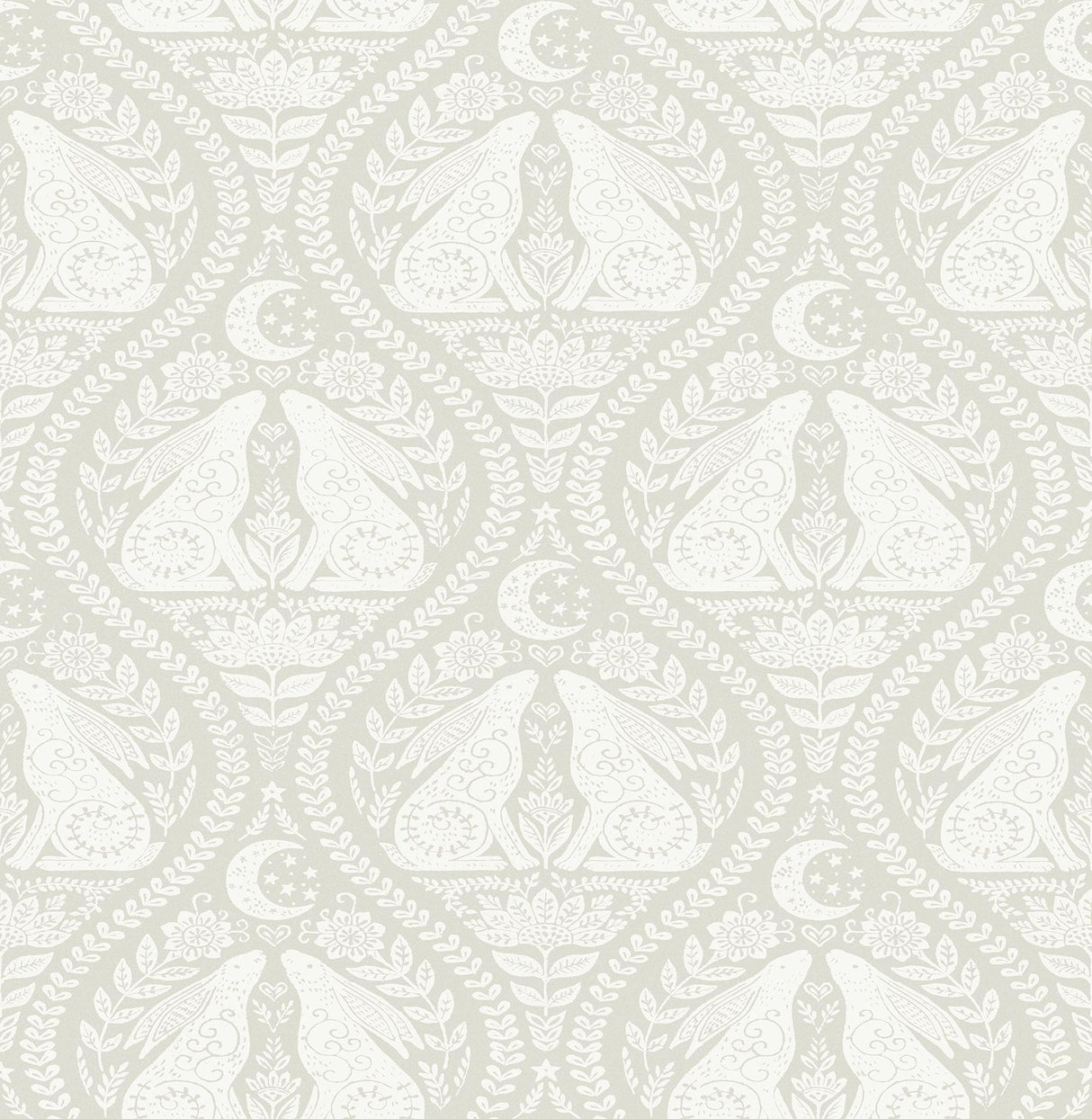 Brewster Home Fashions Moon Rabbit Peel & Stick Cream Wallpaper