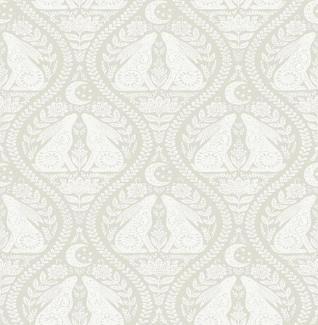 Brewster Home Fashions Moon Rabbit Peel & Stick Cream Wallpaper