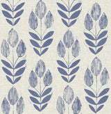 Brewster Home Fashions Folk Tulip Peel & Stick Blue Wallpaper