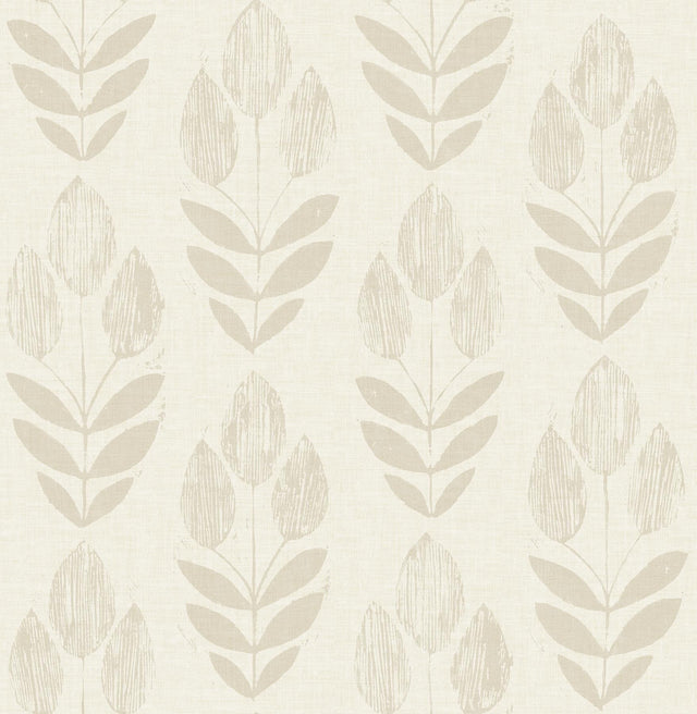 Brewster Home Fashions Cream Folk Tulip Peel & Stick Wallpaper