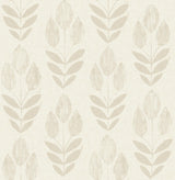 Brewster Home Fashions Cream Folk Tulip Peel & Stick Grey Wallpaper