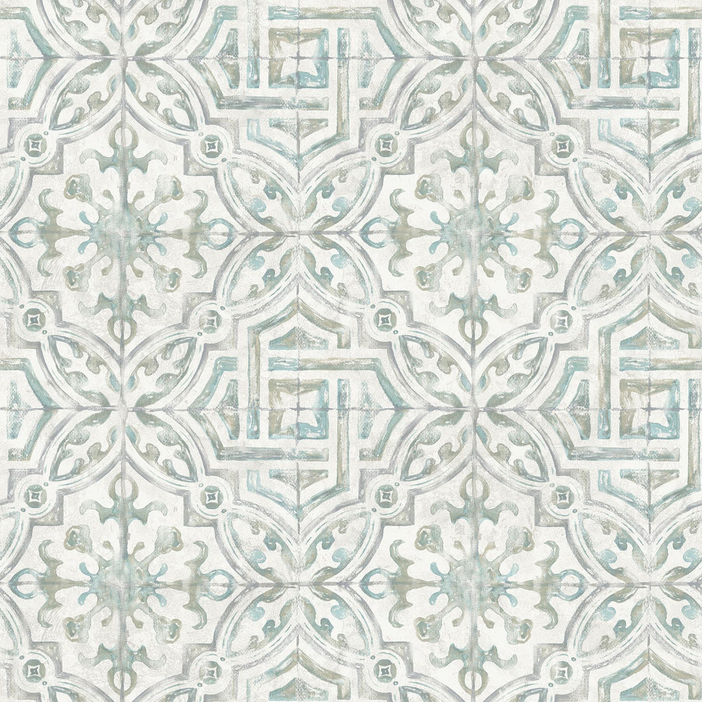 Brewster Home Fashions Teal and Grey Landondale Peel & Stick Teal & Grey Wallpaper