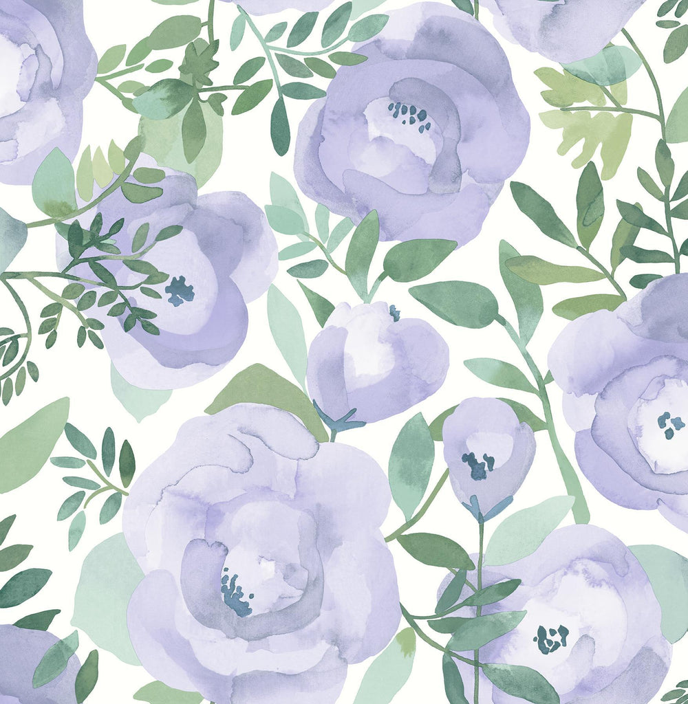 Brewster Home Fashions Periwinkle Peachy Keen Flower Peel & Stick Wallpaper