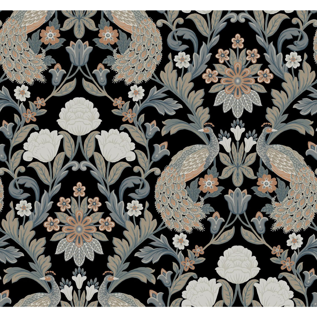Ronald Redding Designs Plume Dynasty Black Wallpaper