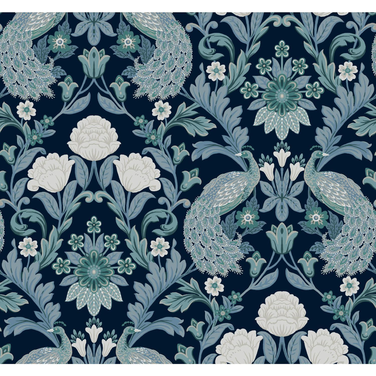 Ronald Redding Designs Plume Dynasty Navy Wallpaper