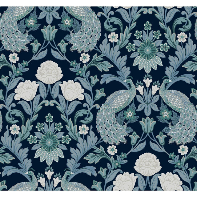 Ronald Redding Designs Plume Dynasty Navy Wallpaper