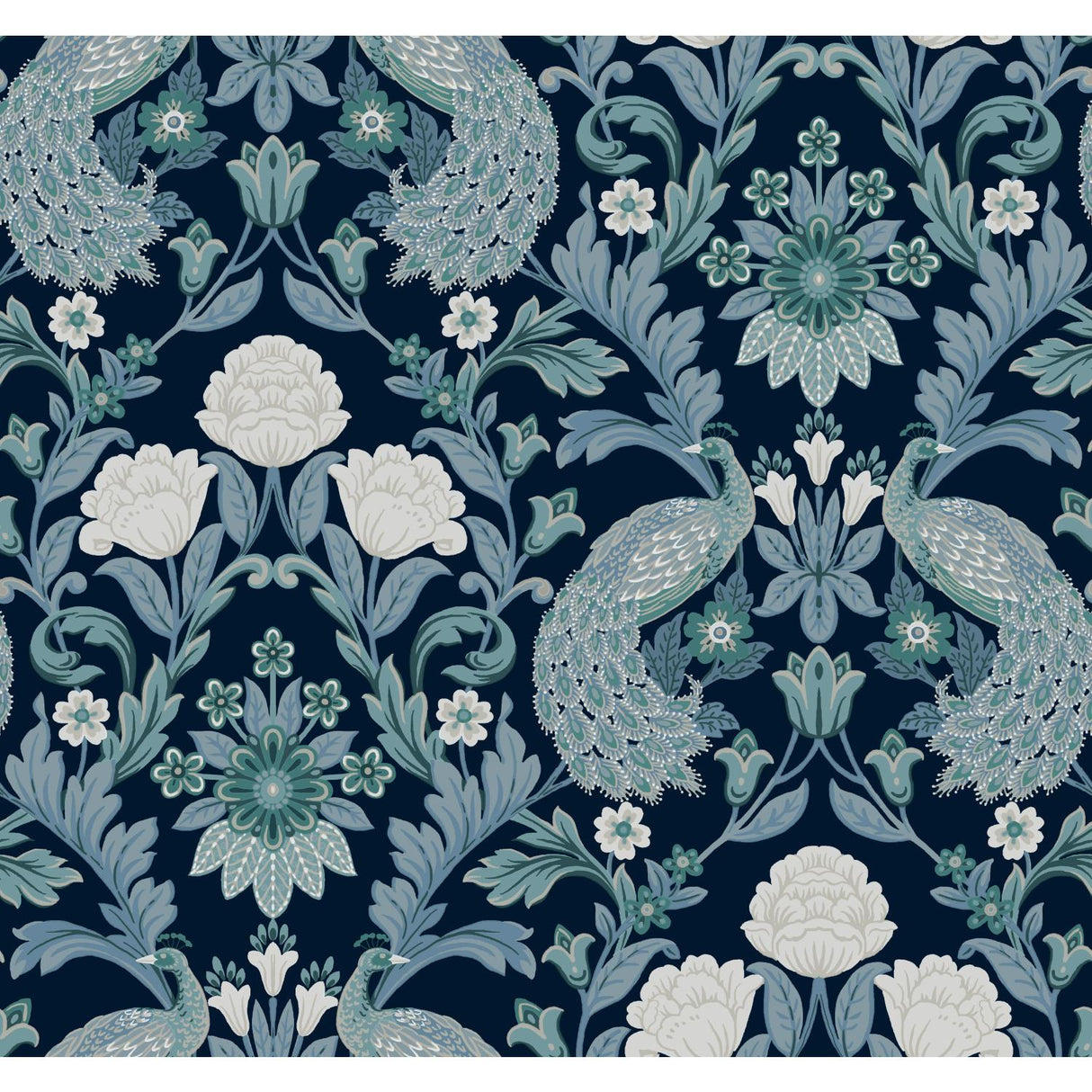 Ronald Redding Designs Plume Dynasty Navy Wallpaper
