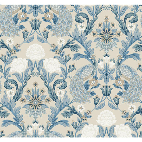 Ronald Redding Designs Plume Dynasty Neutral/Blue Wallpaper