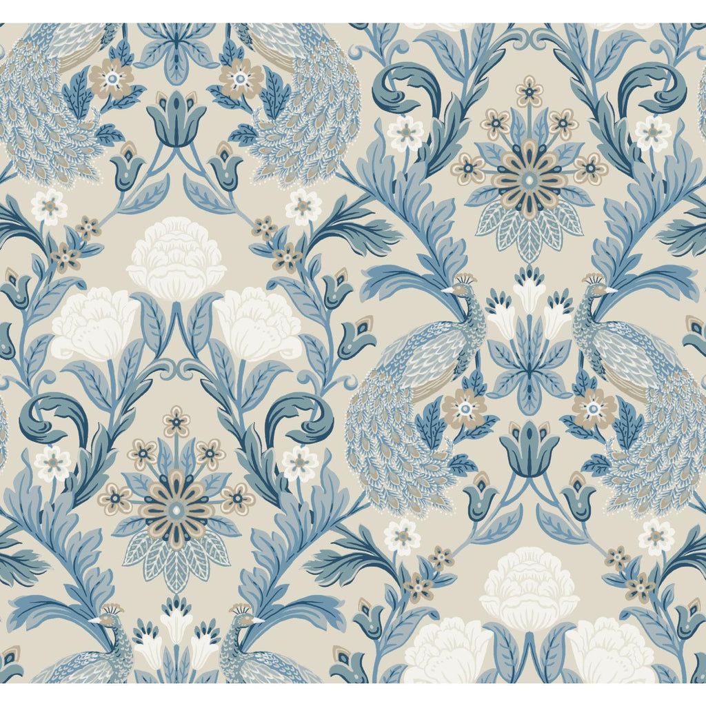 Ronald Redding Designs Plume Dynasty Neutral/Blue Wallpaper