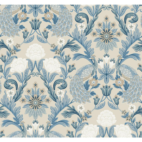 Ronald Redding Designs Plume Dynasty Neutral/Blue Wallpaper