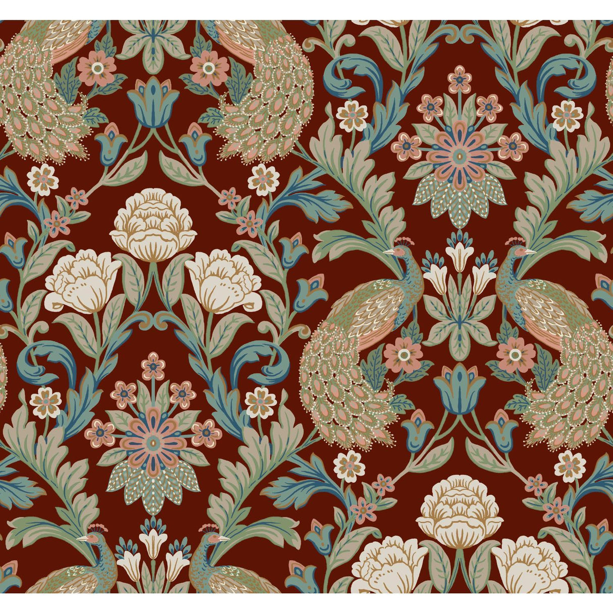 Ronald Redding Designs Plume Dynasty Red Wallpaper