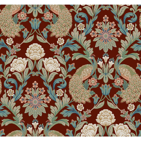 Ronald Redding Designs Plume Dynasty Red Wallpaper