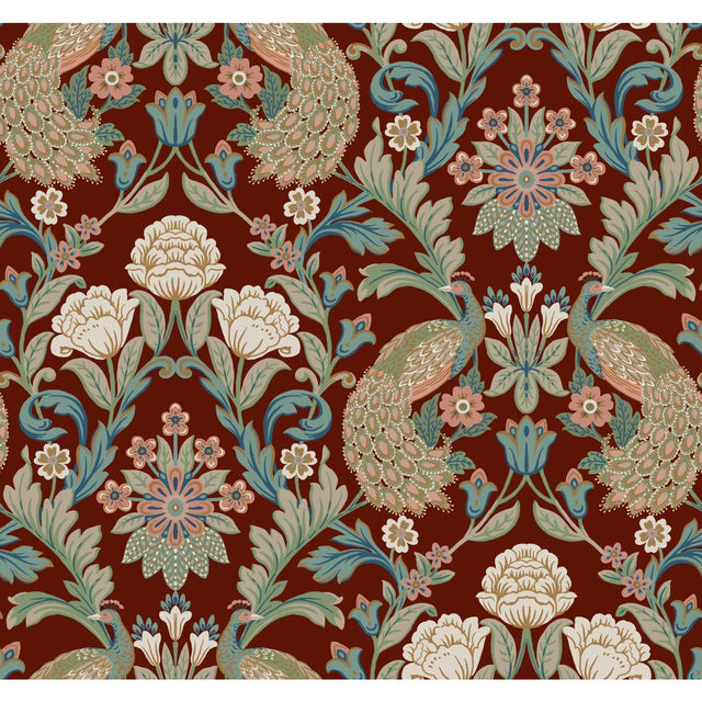 Ronald Redding Designs Plume Dynasty Red Wallpaper