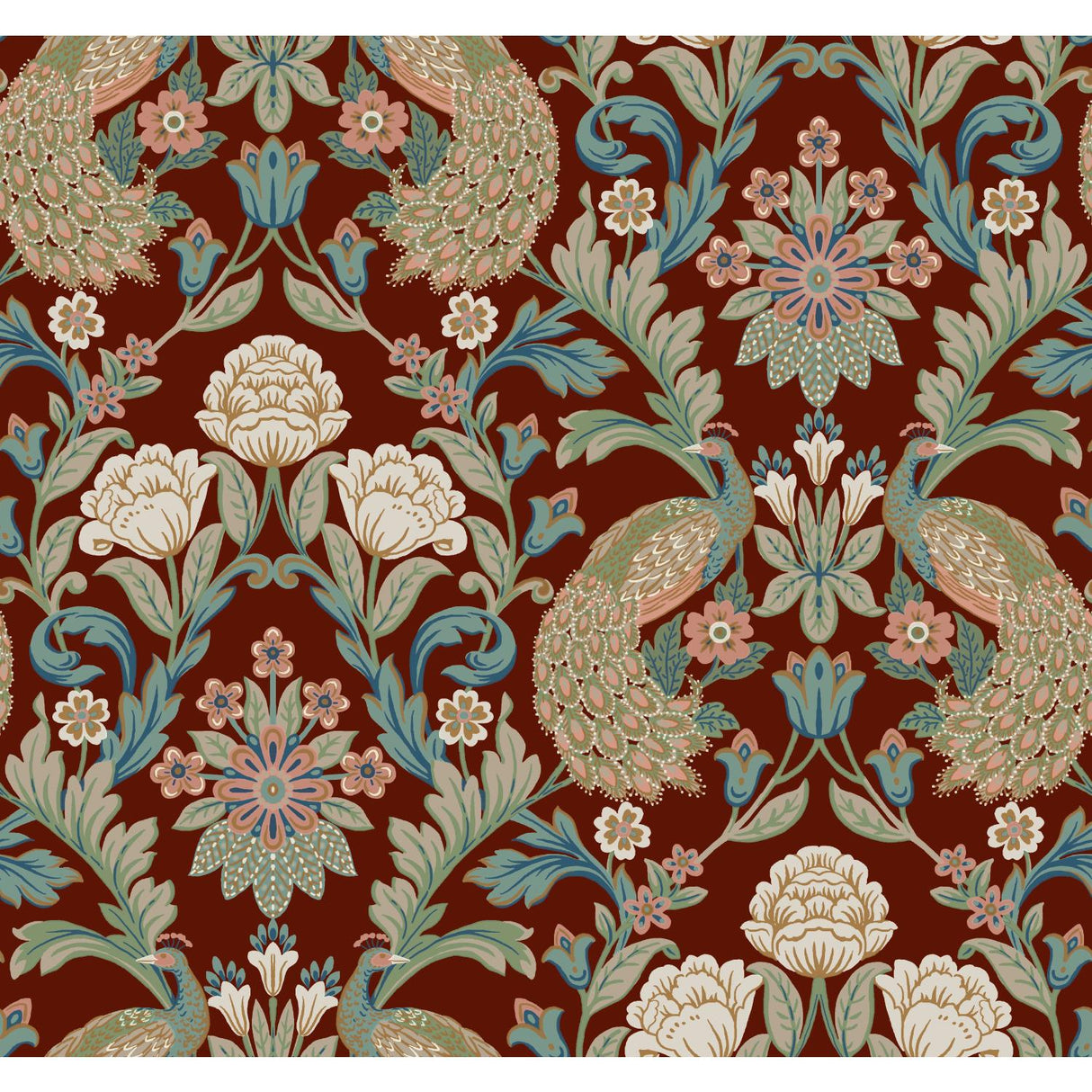 Ronald Redding Designs Plume Dynasty Red Wallpaper
