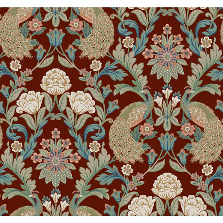 Ronald Redding Designs Plume Dynasty Red Wallpaper