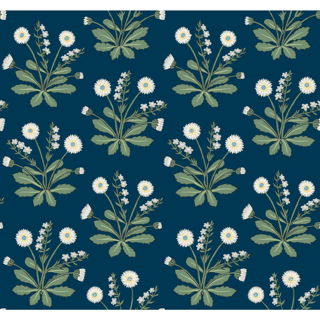 Ronald Redding Designs Meadow Flowers Navy/White Wallpaper