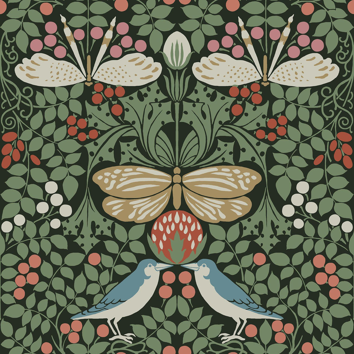 Ronald Redding Designs Butterfly Garden Green Wallpaper