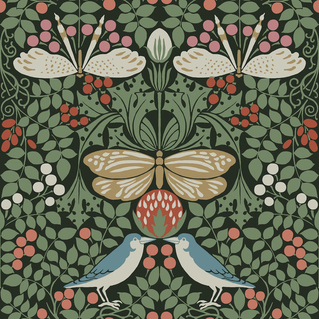 Ronald Redding Designs Butterfly Garden Green Wallpaper