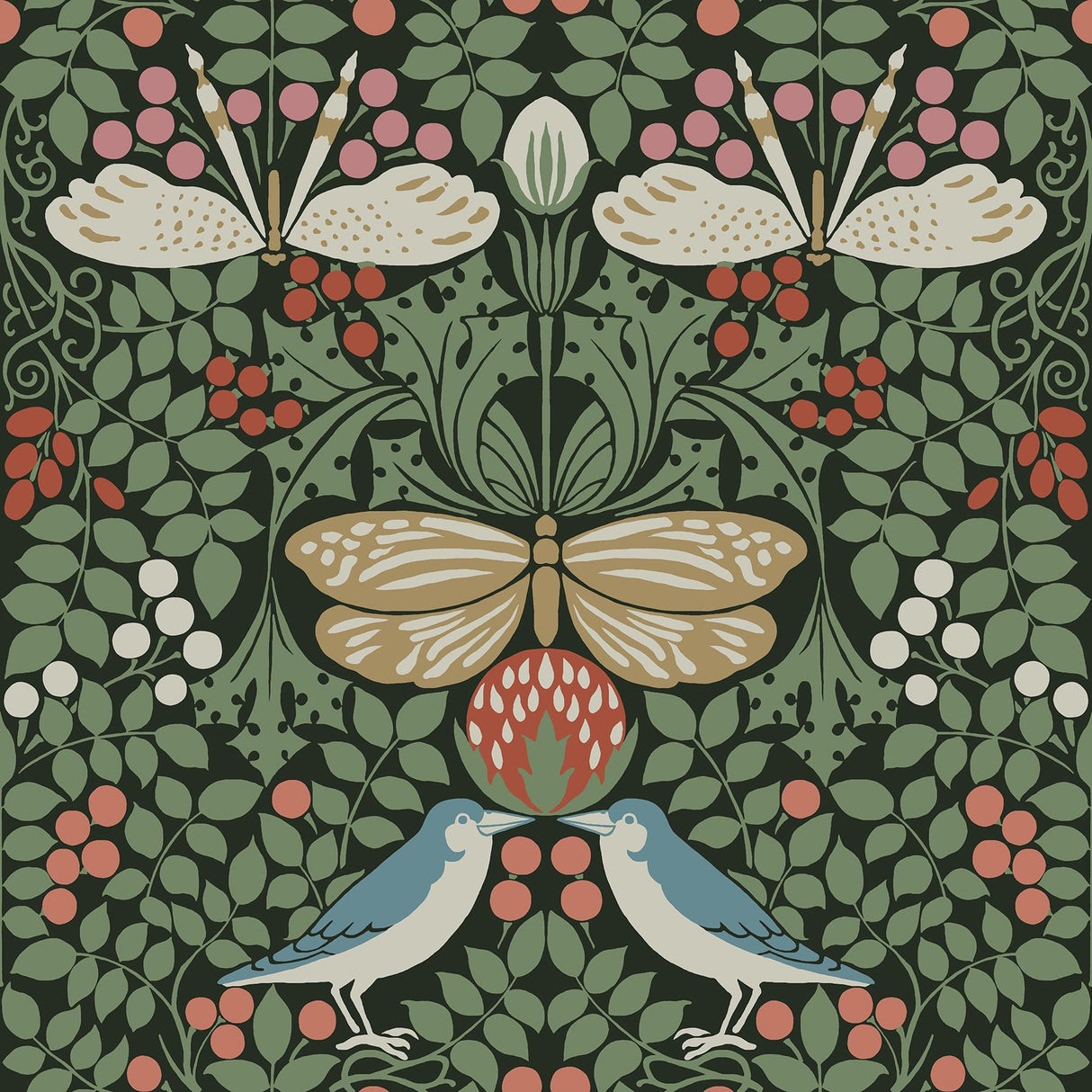 Ronald Redding Designs Butterfly Garden Green Wallpaper