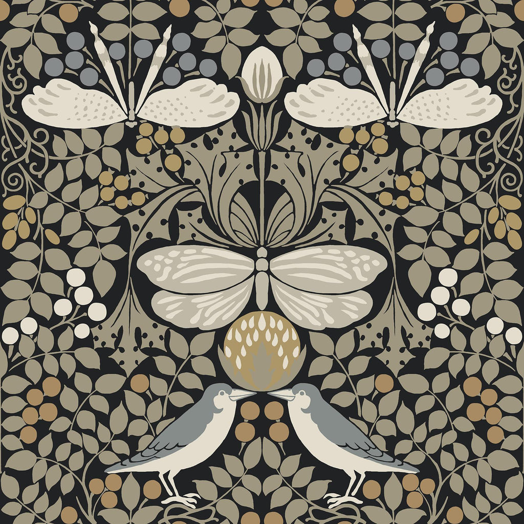 Ronald Redding Designs Butterfly Garden Black Wallpaper