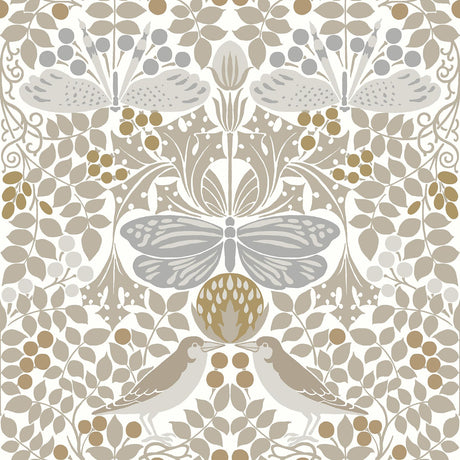 Ronald Redding Designs Butterfly Garden White Wallpaper