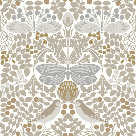 Ronald Redding Designs Butterfly Garden White Wallpaper