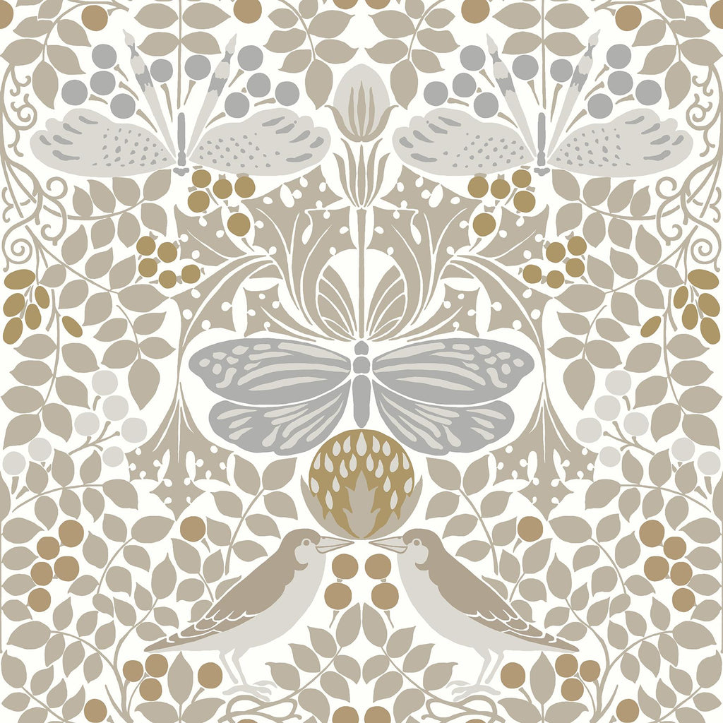 Ronald Redding Designs Butterfly Garden White Wallpaper