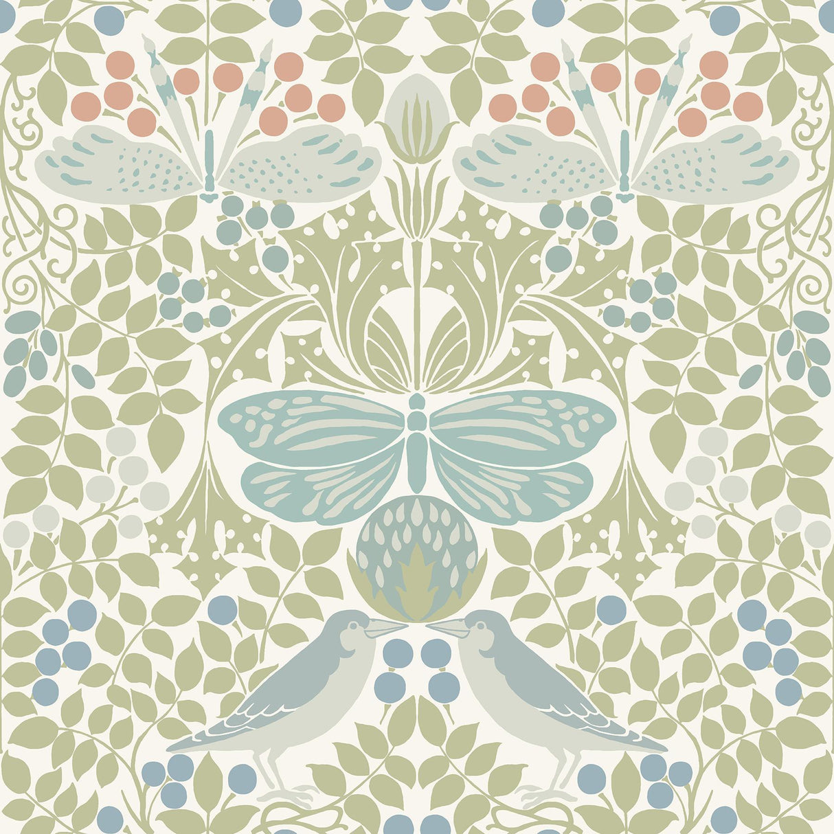 Ronald Redding Designs Butterfly Garden Green/Blue Wallpaper