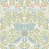 Ronald Redding Designs Butterfly Garden Green/Blue Wallpaper
