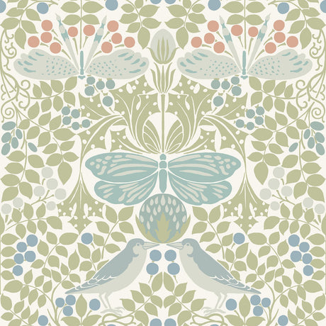 Ronald Redding Designs Butterfly Garden Green/Blue Wallpaper