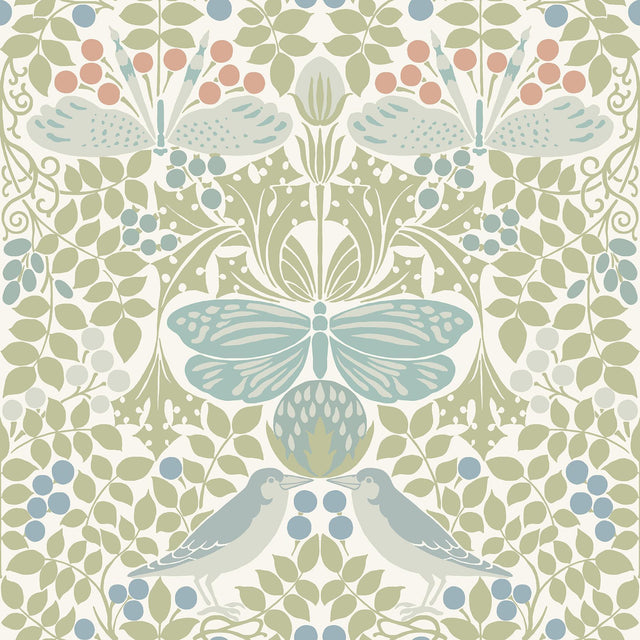 Ronald Redding Designs Butterfly Garden Green/Blue Wallpaper