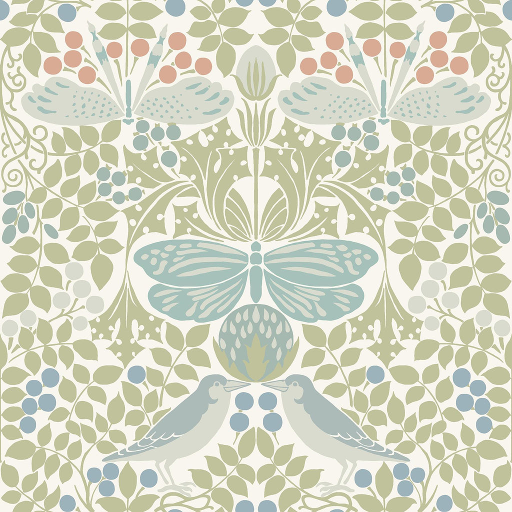 Ronald Redding Designs Butterfly Garden Green/Blue Wallpaper