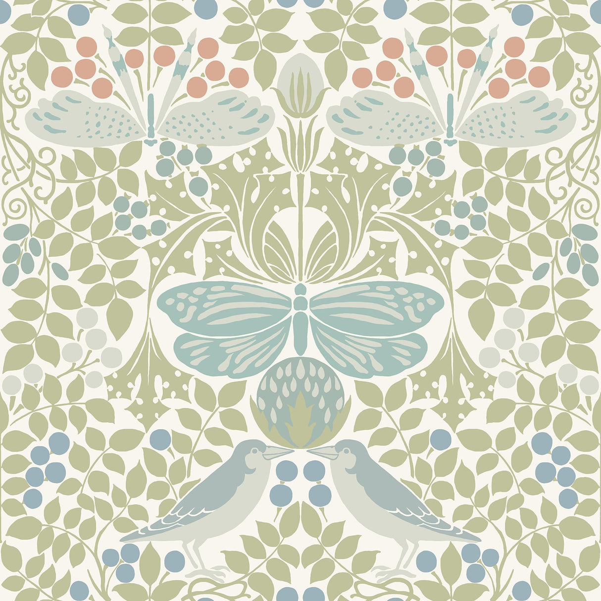 Ronald Redding Designs Butterfly Garden Green/Blue Wallpaper
