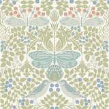 Ronald Redding Designs Butterfly Garden Green/Blue Wallpaper